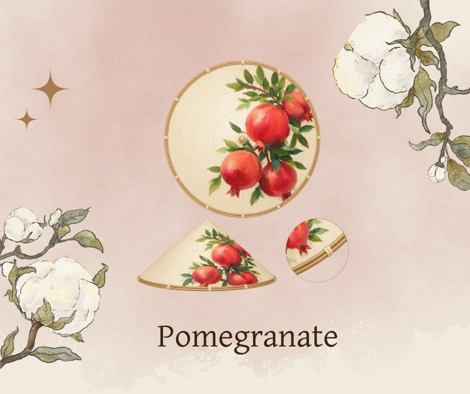 Nón vẽ tay Pomegranate